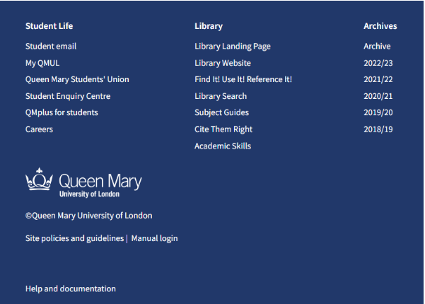 Image of QMplus footer