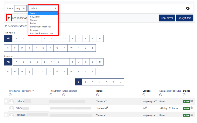 Showing how to select roles