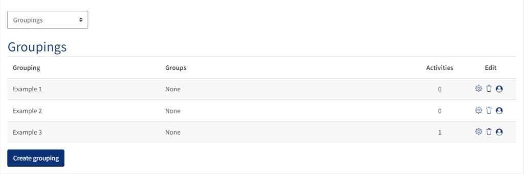 Example of groupings in a course
