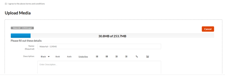 Upload progress bar