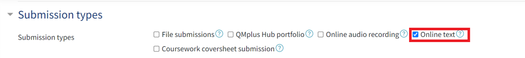 Online text submission type