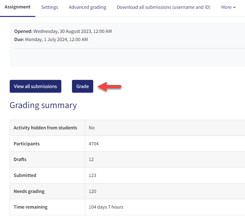 Grading summary