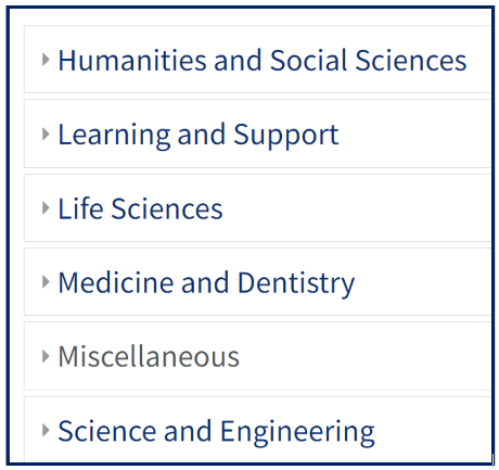 Image of the Category list