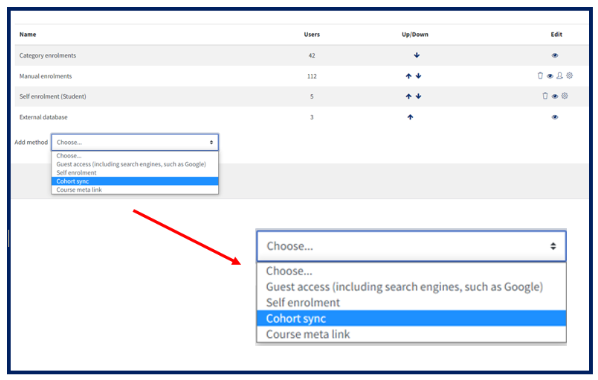 An image of the add method drop down button