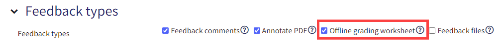 Offline grading worksheet