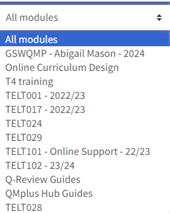 An image of the module drop down menu