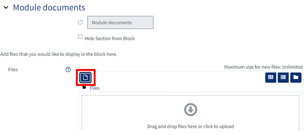 An image of the upload button