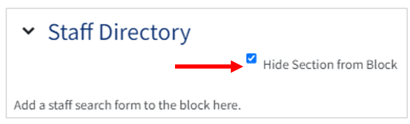 Image of the Hide section from block checkbox
