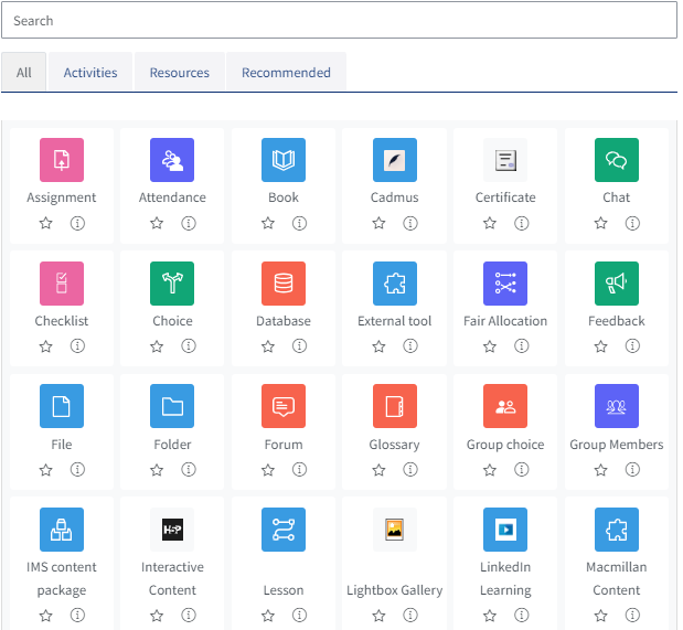 An image of the activity picker