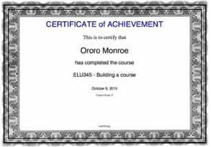 Example certificate