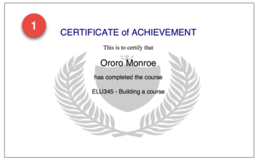Image of a certificate with a crest watermark