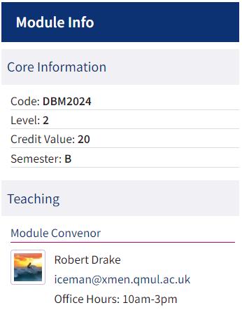 An image of the module information block