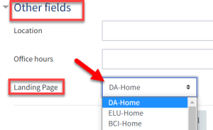 Image of the landing page list