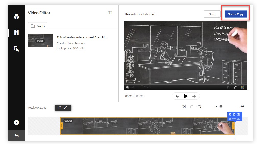 The grey area on the timeline showing the image
