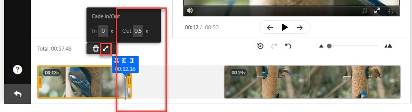 The fade in/ out highlighted