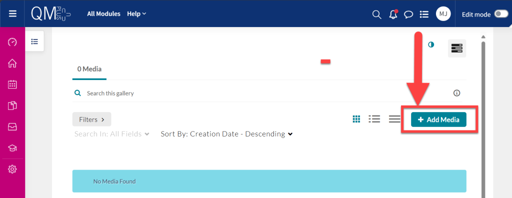 Add media button